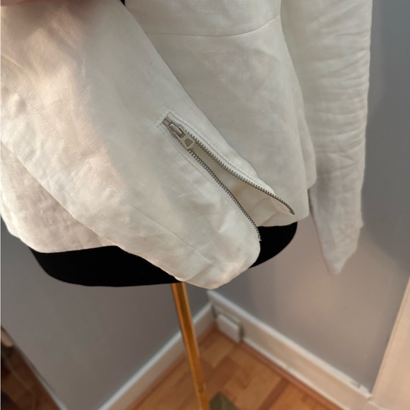 NWT: Banana Republic White Linen Zipper Sleeves Blazer •2P - Picture 6 of 15
